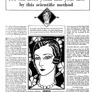 magazine page describing Auto-Facial Construction as scientific method for molding youth into your face